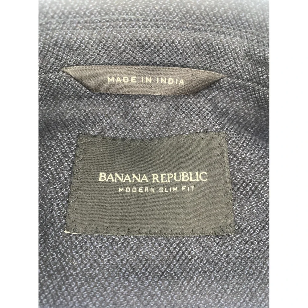 Banana Republic Modern Slim Fit Blazer Mens 38 Short Navy Blue Cotton Sport Coat